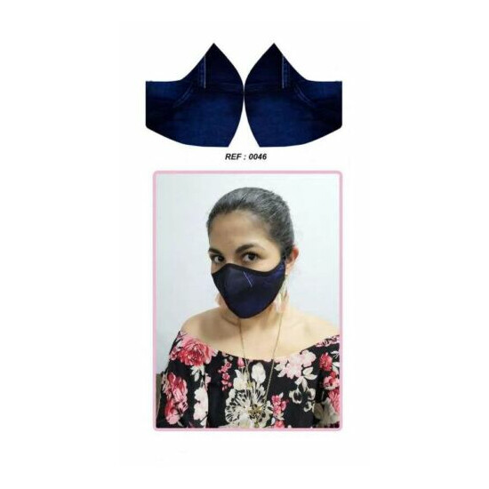 Adjustable Face Mask Pettacci ADULT Reusable Washable One Size -Jean Style Dark  image {1}