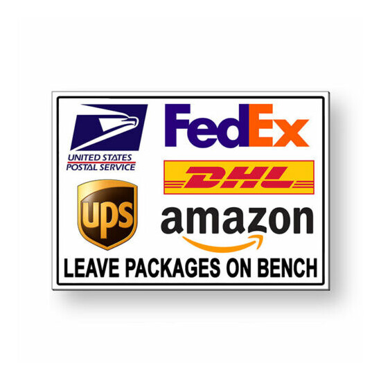 Please Leave Packages On The Bench Sign Or Decal 6 SIZES usps fedex MS080 image {1}