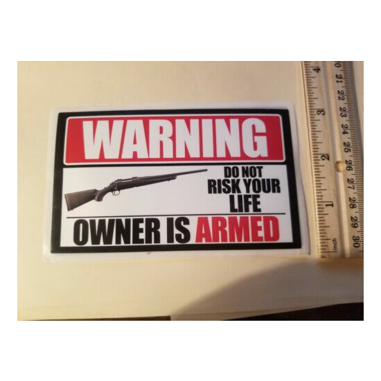 Lot Of 3x Warning Do Not Risk Your Life Owner Is Armed 5" x 3" Stickers image {2}