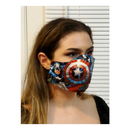 XXL Face Mask The Avengers Captain America Double Layer reusable washable  image {1}