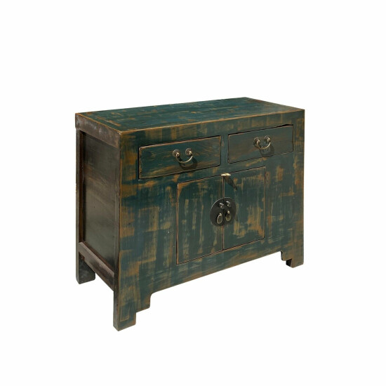 Oriental Distressed Teal Green Blue Credenza Sideboard Table Cabinet cs6147 image {3}