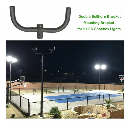 Double Bullhorn Bracket 180 Degree Mounting Bracket for 2 LED Shoebox Lights image {2}