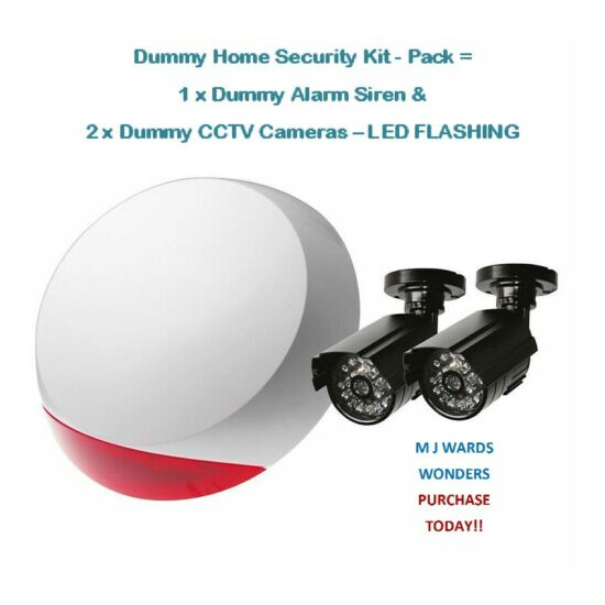 Dummy Home Security Kit - Pack = 1 x Dummy Alarm Siren & 2 x Dummy CCTV Cameras image {1}