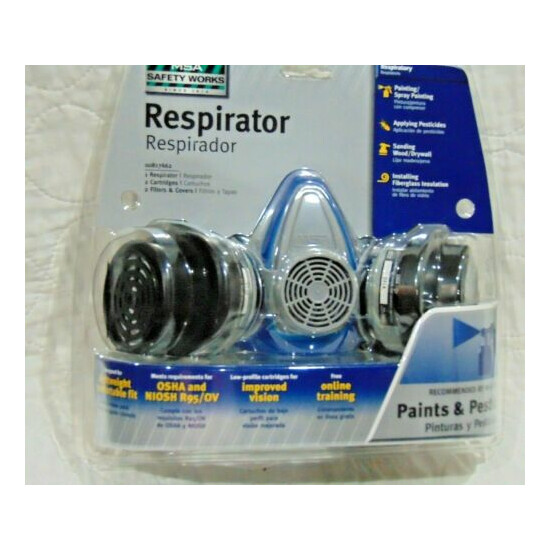 MSA Safety Works Respirator, 2 Cartridges, Filters & Covers. Paints & Pesticides image {1}