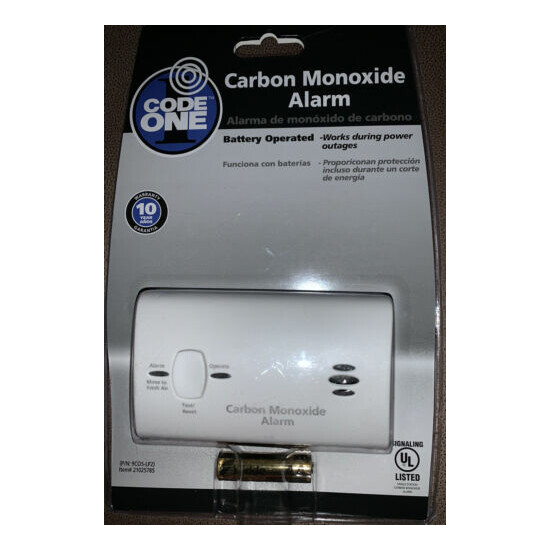 Code One Carbon Monoxide Alarm, Works during Power outage, Loud 85 Decibel Alarm image {1}