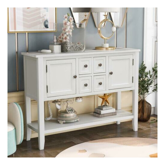 Classical Buffet Sideboard Console Table w/4 Drawers Bottom Shelf Home Furniture image {2}
