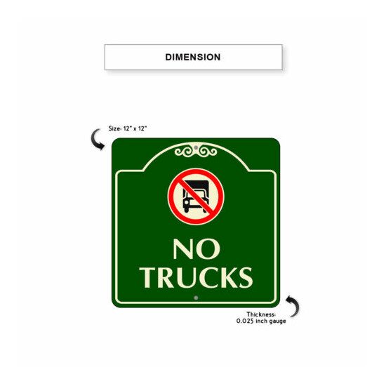 No Trucks Driveway Towing Private Drive Safety Aluminum Metal Sign 12"x12"  image {3}