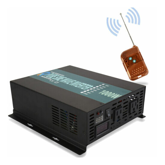 Pure Sine Wave Inverter 24V 1000W Power Solar Home System RV Car Remote Control image {1}