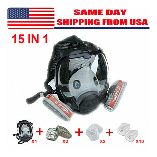 US 15 in 1 For 6800 Facepiece Respirator Gas Mask Full Face Spraying Painting image {1}
