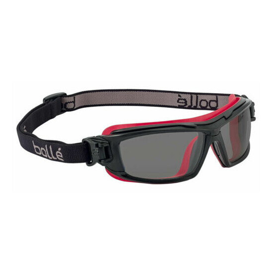 Bolle ULTIM8 Safety Glasses, Black/Red Frame, Foam Gasket, Gray Anti-Fog Lens image {3}