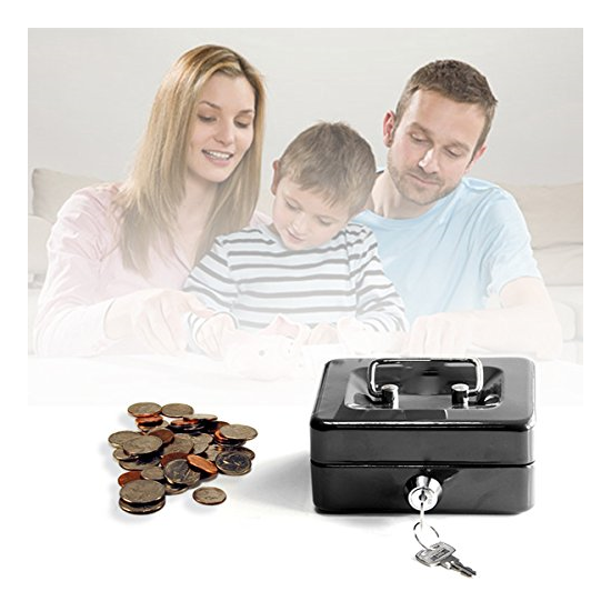 Small Fireproof Security Box Safe Chest Key Lock Money Document Cash Jewelry New image {4}