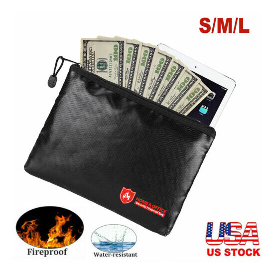 Fireproof Money Bag Waterproof Safe Cash Box Document Envelope File Pouch Cases image {1}