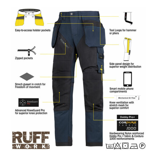 Snickers RuffWork Heavy Duty Work Trousers. Knee Pad & Holster Pockets 6203 Navy image {3}