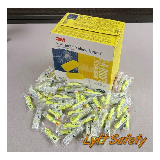 3M E-A-Rsoft Ear Plugs Noise Reduction 33dB Yellow Neon Foam One Use 10/PACK  image {1}