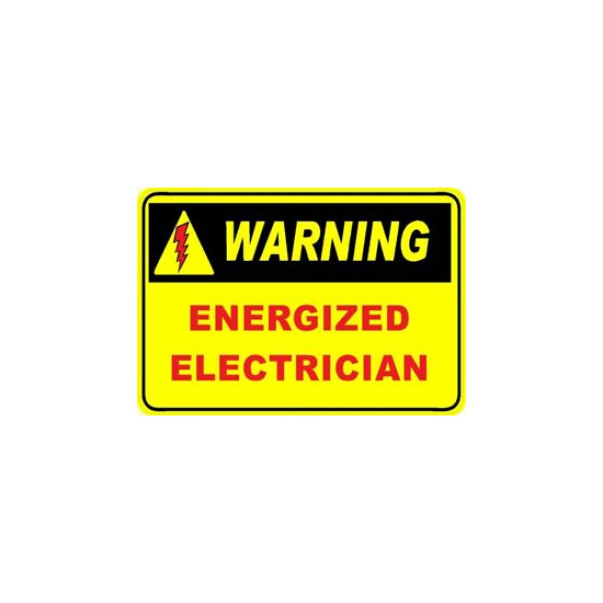 Warning, energized electrician hard hat sticker, CE-26 image {1}