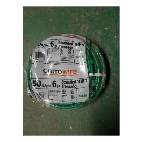 Cerrowire 50 ft. 6 Gauge Green Stranded CU THHN Wire image {1}