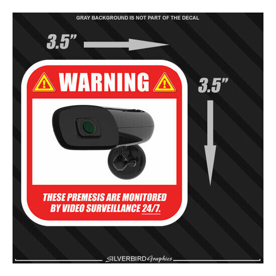 Security Camera Surveillance Stickers CCTV 3.5in Video Warning Decal Notice image {2}