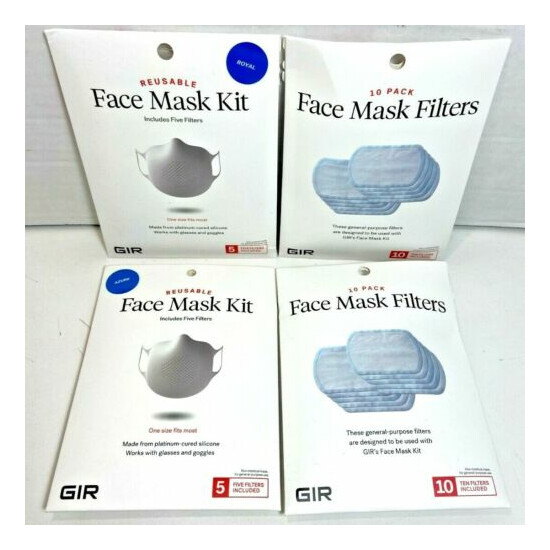 LOT of 2 Face Masks Azure and Royal Blue with Replacement Filters Fits Most NEW image {1}