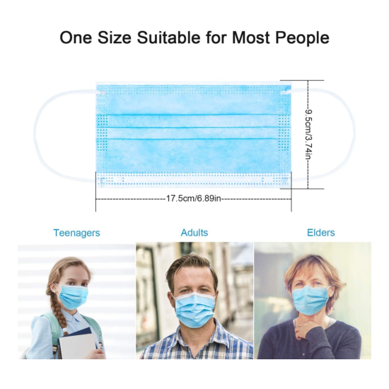 100 Pcs Blue Color Face Mask Mouth & Nose Protector Respirator Masks with Filter image {3}