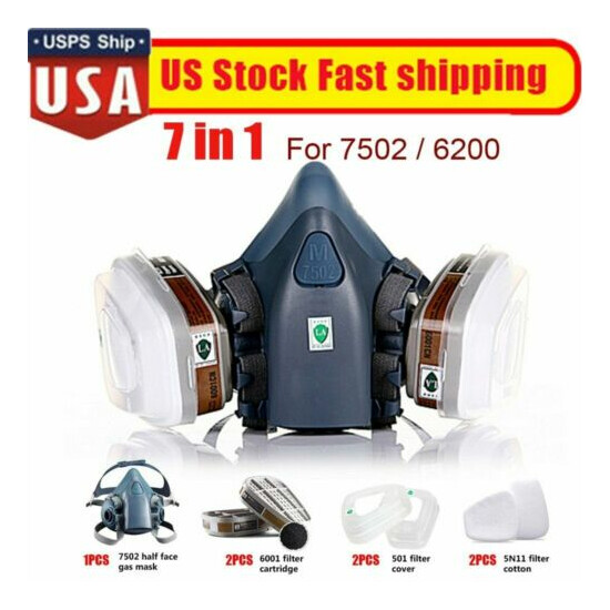 7/17 in 1 Half Face Gas Mask Respirator For 7502 Facepiece Spraying Painting image {14}