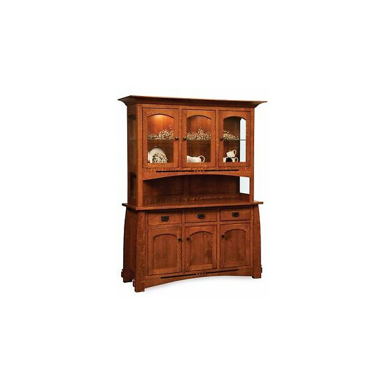 Amish Mission Arts & Crafts Hutch China Cabinet Colebrook Buffet Solid Wood image {1}