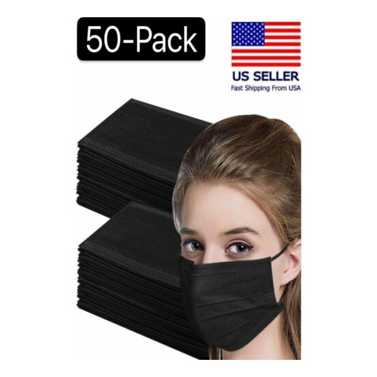 Black Face Masks 50 Pack USA Seller image {3}