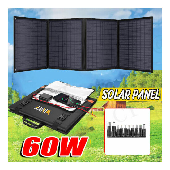 VIVI 60W Solar Panel Folding PowerBank Outdoor Camping USB Charger Waterproof\ image {1}