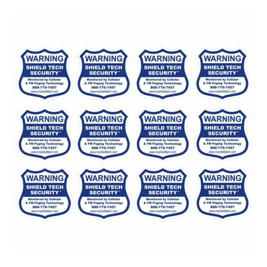 12 BACK ADHESIVE DECALS FOR ALL WINDOWS - REAL OR FAKE ALARM SYSTEM STICKER PK B image {3}