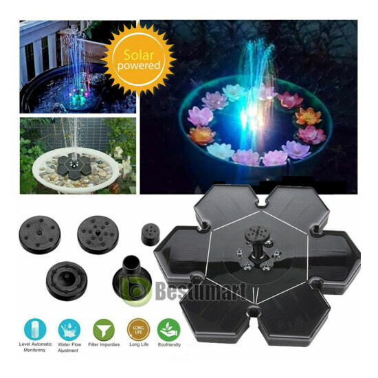 6LED Night Light Solar Fountain Water Pump Floating Garden Bird Bath Kit Outdoor image {1}
