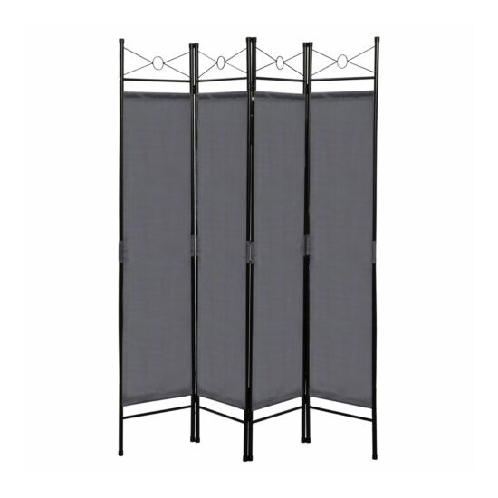 4-Panel Fabric Room Divider Office & Home Partition Privacy Folding Screen Gray image {1}