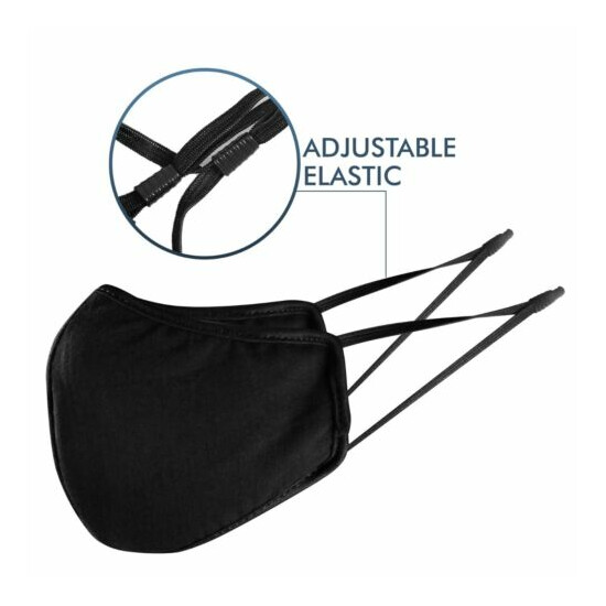 Face Masks Protection Cotton Reusable Black Fashion Adjustable (Pack 10) image {1}