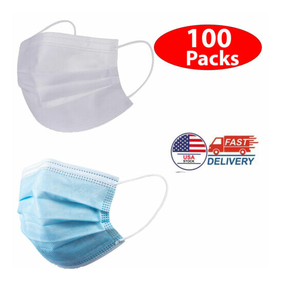 Blue/ White Color Face Mask Mouth & Nose Protector Respirator Masks with Filter image {1}