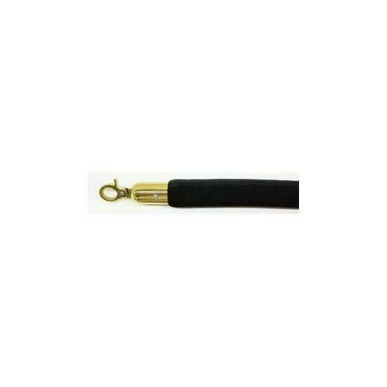 VIP Crowd Control 1656 72 in. Velour Rope with Gold Closable Hook - Black image {1}