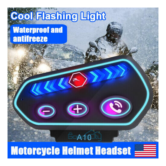 Rechargeable Motorcycle Bluetooth Intercom Helmet Headset 2 Riders Speaker Call image {2}