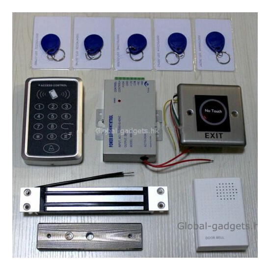 Kit RFID Card Door Access Control System +Magnetic Lock+ RF Infrared Exit Button image {1}