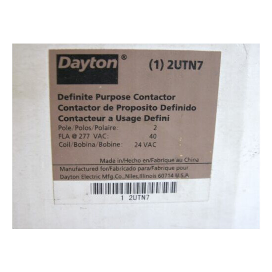 Dayton Definite Purpose Contactor 2UTN7 Coil 24V Fla@277VAC 2 Pole (Y)  image {1}