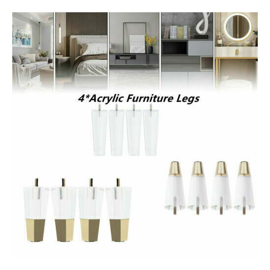 4Set Furniture Legs Acrylic Replacement Sofa Feet Cabinet Modern Clear Decor DIY image {1}