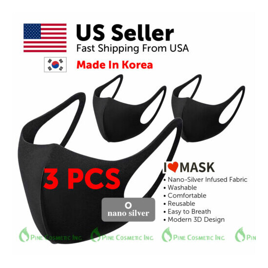 Cooling Nano-Silver Face Mask Cover Unisex Adult Washable Reusable Made in Korea image {8}