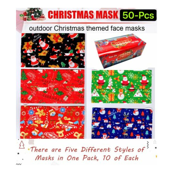 50 Pcs ADULT Patterns Holiday Face Masks in Assorted Festive Shield Patterns image {1}