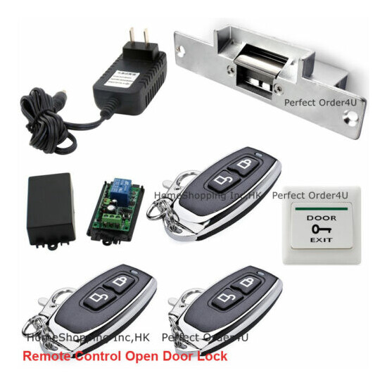 Door Access Control System+ Fail-safe Electric Strike Lock+3PCS Remote Controls image {1}