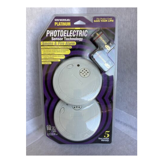 Universal Platinum Smoke and Fire Alarm Photoelectric Sensor Technology 2 Pack image {1}