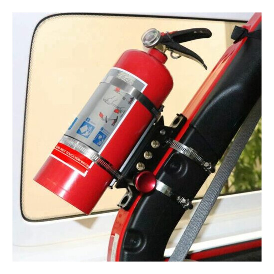 Universal Aluminum Roll Bar Mount Bottle Fire Extinguisher Holder + 4 Clamps image {1}