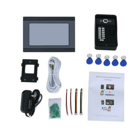 7inch Wired Wifi Fingerprint RFID Video Phone Doorbell Intercom Remote APP image {3}