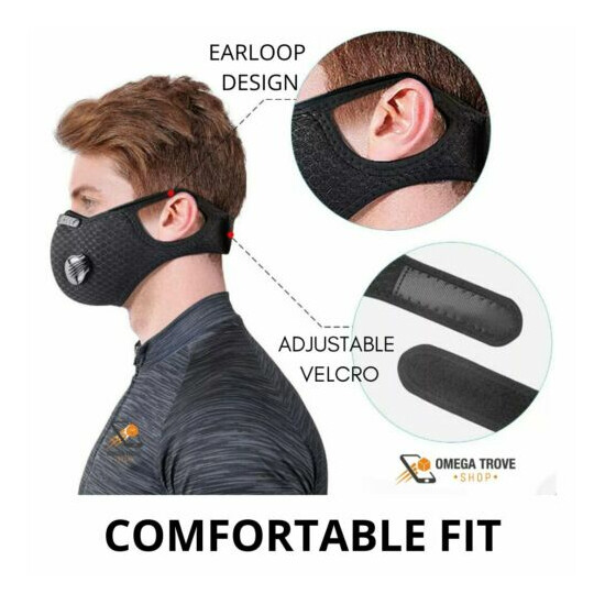 Reusable Running Sport Face Mask Dual Valve Outdoor FILTER Carbon Activated image {2}