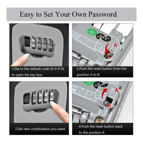 Key Lock Box Wall Mounted Portable Resettable Code House Key Safe Security Lock image {4}