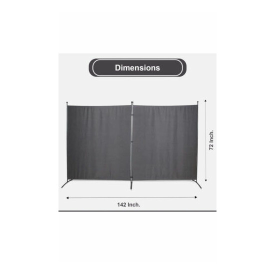 Room Divider Office Partition Classroom and Dorm Privacy Screen Double Unit Grey image {3}