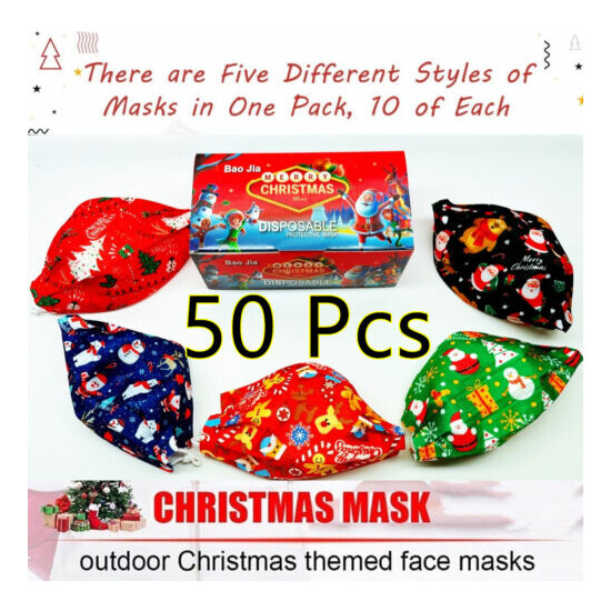50 Pcs Face Mask Mouth & Nose Protector Respirator Christmas Masks USA seller image {1}