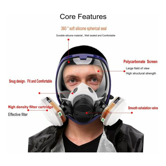 15 in 1 Full Face Gas Mask Painting Spraying Respirator Facepiece For 6800 USA image {8}