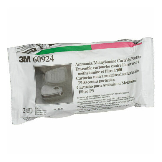 3M 60924 Ammonia/ Methylamin/P1OO Replacement Respirator Cartridge/Filter 1 PR image {3}