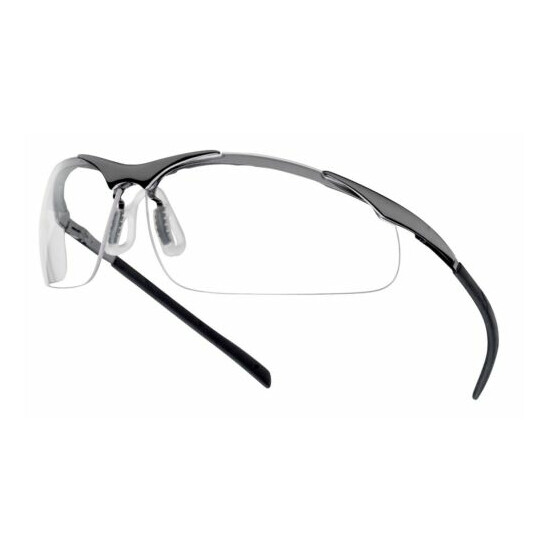 Bolle Contour Clear METAL Frame Safety Glasses & FREE microfibre storage pouch image {1}
